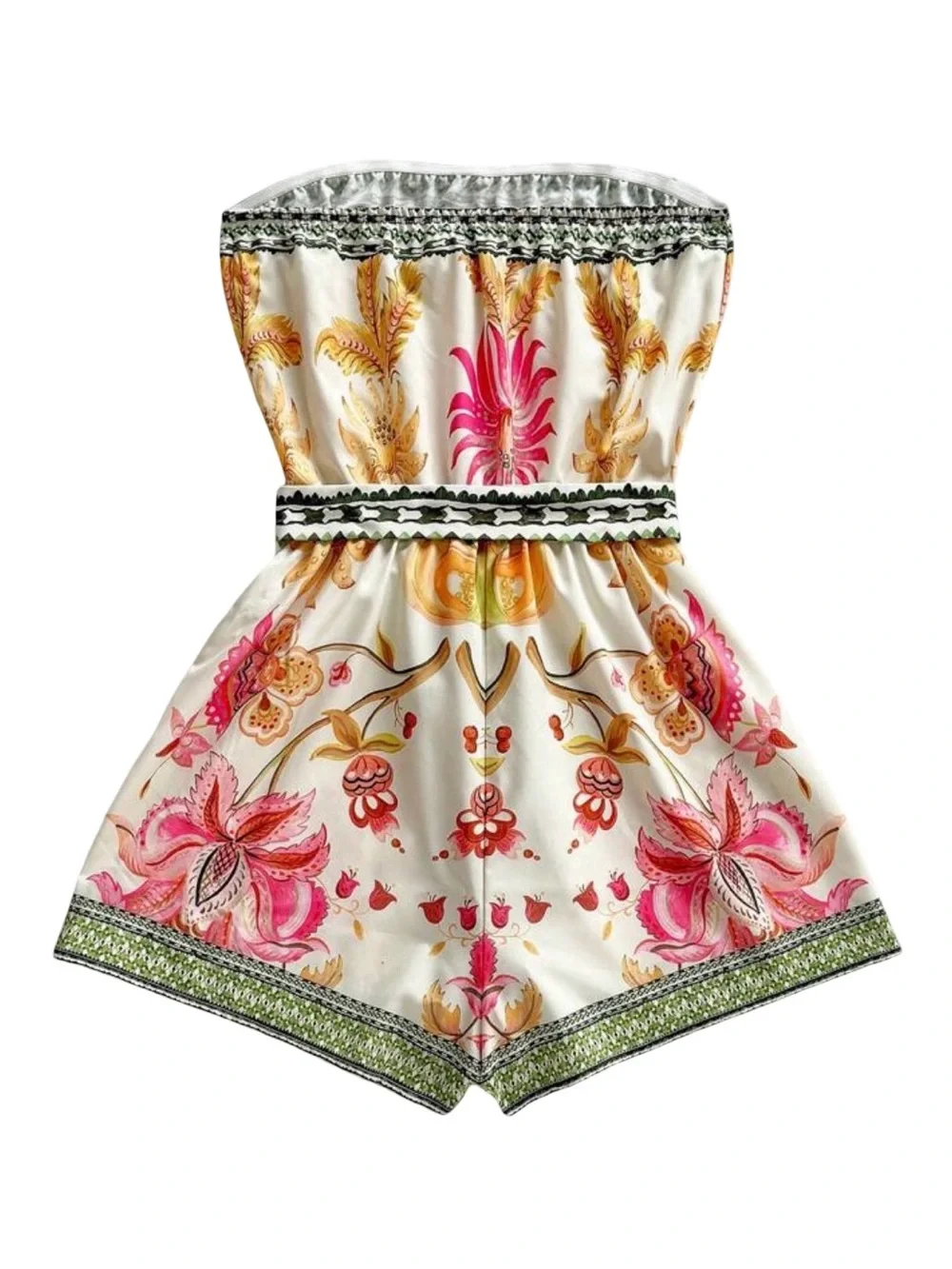 Soleia Floral Print Tie Waist Sleeveless Romper Medium/Large 8/10 Summer - Picture 2 of 4